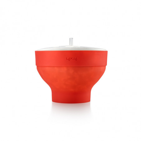 Κύπελλο για την παρασκευή ποπ κορν στο φούρνο μικροκυμάτων Lekue 1009035, 2,8 λίτρα, Ø20x14,5 εκ., Έως 3 άτομα, -60 έως +220C, Κόκκινο