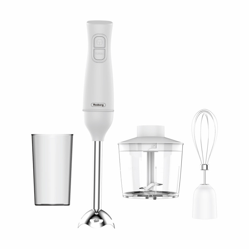 Ραβδομπλέντερ 3 σε 1 Rosberg R51112OSC, 350W, 0,7 l, 2 ταχύτητες, μεταλλικό κινητό ακροφύσιο, εξάρτημα για χτύπημα, Λευκό