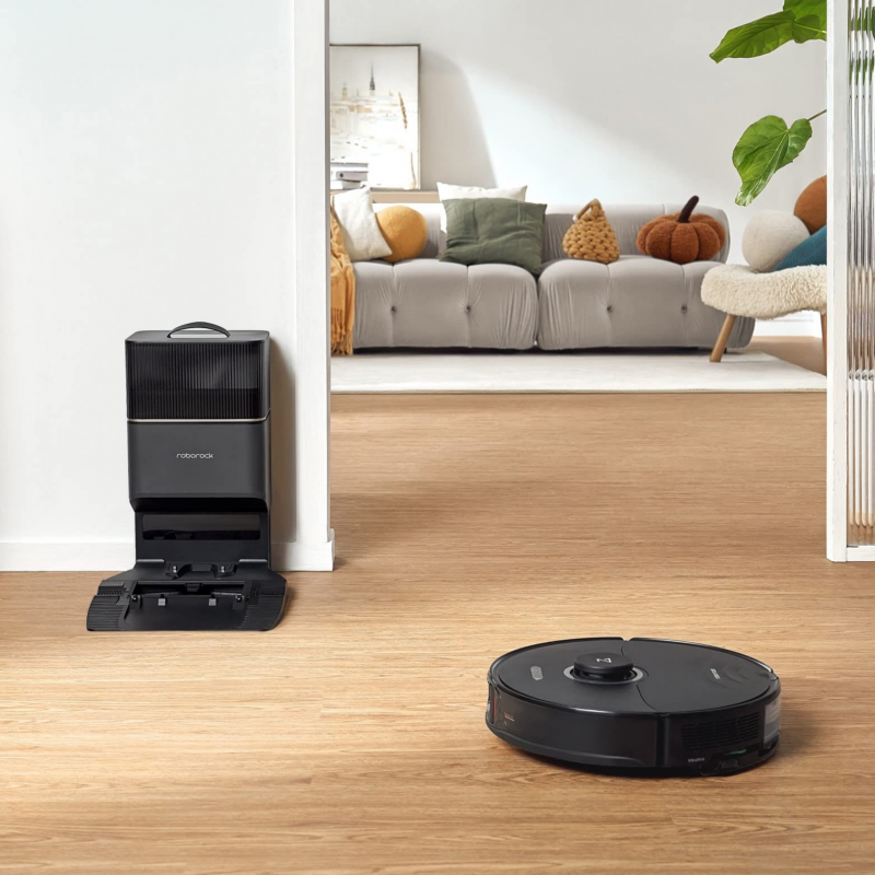 Ρομπότ σκούπα Roborock S8 Plus Schwarz S8P52-00, 69W, 5200 mAh, 6000Pa, Σφουγγαρίστρα, χαρτογράφηση LiDAR, 750 ml, 4 αισθητήρες, αυτονομία έως 180 λεπτά, μαύρο