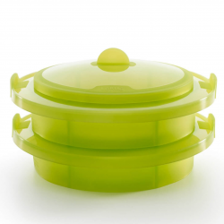 Ατμομάγειρας μικροκυμάτων Lekue 1010195, 2 επίπεδα, Συμβατό με κατσαρόλες Ø19-22 cm, Σφιχτή εφαρμογή, -60/+220°C, Σιλικόνη, Πράσινο