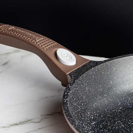 Σετ κατσαρόλες και τηγάνι Royalty Line RL-ES2014M, 17 τεμάχια, Μαρμάρινη επίστρωση, Επαγωγική εστία, Χάλκινο χρώμα