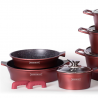 Σετ κατσαρόλες και τηγάνι Royalty Line RL-ES2014M, 17 τεμάχια, Μαρμάρινη επίστρωση, Επαγωγική εστία, Μπορντό