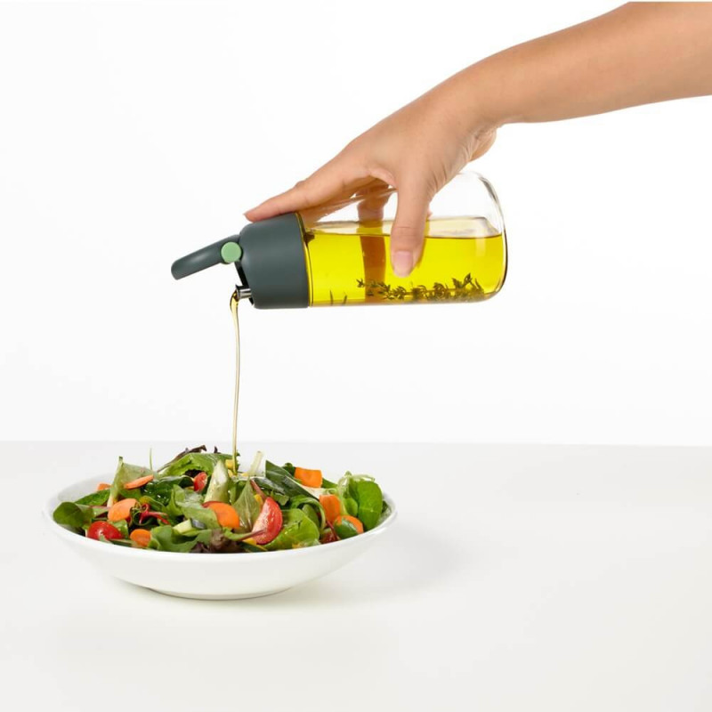 Σετ 2 μπουκάλια για ξύδι και λάδι Lekue 1009486, 8x16 cm, 400 ml, +4/+80°C, Γυαλί, Πράσινο