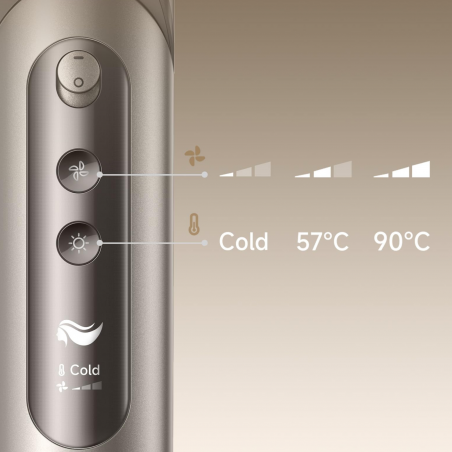 Στεγνωτήρας και στυλίστας/πολυστυλίστας Dreame Dazzle AZD20A, 1400W, 65 m/s, 3 ρυθμίσεις ταχύτητας και ρυθμού, Ιονισμός, Οθόνη, Τιτάνιο χρυσό