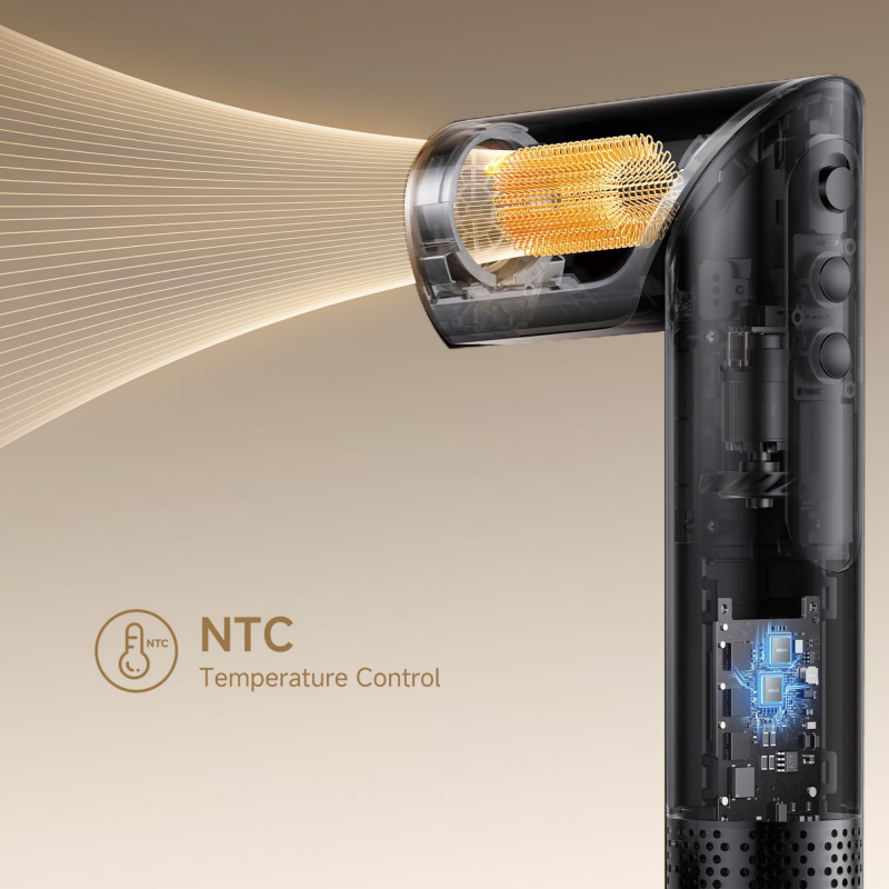 Στεγνωτήρας και στυλίστας/πολυστυλίστας Dreame Dazzle AZD20A, 1400W, 65 m/s, 3 ρυθμίσεις ταχύτητας και ρυθμού, Ιονισμός, Οθόνη, Τιτάνιο χρυσό