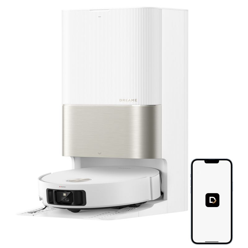 Ρομπότ σκούπα Dreame X50 Ultra RLX85CE‑6‑WH, 20000 Pa, αναγνώριση εμποδίων με τεχνητή νοημοσύνη, πλοήγηση 360°, φωνητικός έλεγχος, αποστείρωση με υπεριώδη ακτινοβολία, λευκό