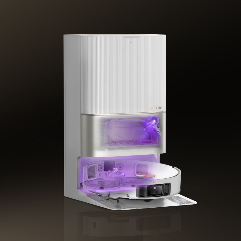 Ρομπότ σκούπα Dreame X50 Ultra RLX85CE‑6‑WH, 20000 Pa, αναγνώριση εμποδίων με τεχνητή νοημοσύνη, πλοήγηση 360°, φωνητικός έλεγχος, αποστείρωση με υπεριώδη ακτινοβολία, λευκό