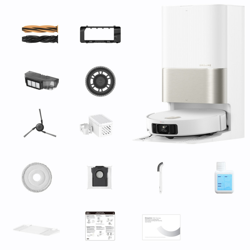 Ρομπότ σκούπα Dreame X50 Ultra RLX85CE‑6‑WH, 20000 Pa, αναγνώριση εμποδίων με τεχνητή νοημοσύνη, πλοήγηση 360°, φωνητικός έλεγχος, αποστείρωση με υπεριώδη ακτινοβολία, λευκό