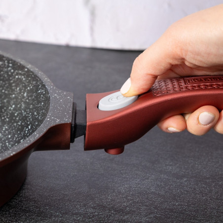 Σετ κατσαρόλες και τηγάνι Royalty Line RL-ES2014M, 17 τεμάχια, Μαρμάρινη επίστρωση, Επαγωγική εστία, Μπορντό