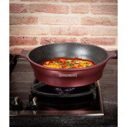 Σετ κατσαρόλες και τηγάνι Royalty Line RL-ES2014M, 17 τεμάχια, Μαρμάρινη επίστρωση, Επαγωγική εστία, Μπορντό