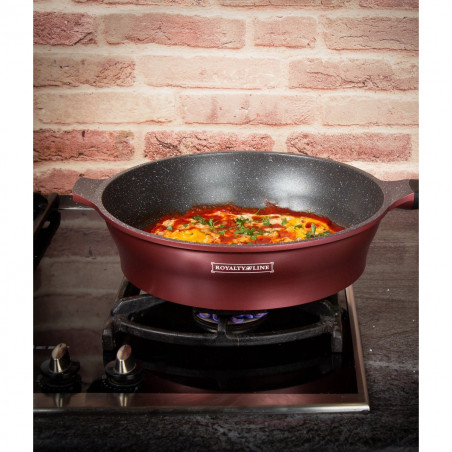 Σετ κατσαρόλες και τηγάνι Royalty Line RL-ES2014M, 17 τεμάχια, Μαρμάρινη επίστρωση, Επαγωγική εστία, Μπορντό