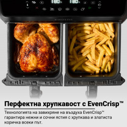 Διπλή φριτέζα με ζεστό αέρα 8 σε 1 Instant Pot Vortex DUAL INAFB91-BK, 1850W, 8 λίτρα, 205°C, EvenCrisp, Συγχρονισμένο μαγείρεμα, Αισθητήρας ελέγχου, Μαύρο/ανοξείδωτο