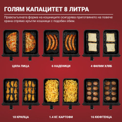 Διπλή φριτέζα με ζεστό αέρα 8 σε 1 Instant Pot Vortex DUAL INAFB91-BK, 1850W, 8 λίτρα, 205°C, EvenCrisp, Συγχρονισμένο μαγείρεμα, Αισθητήρας ελέγχου, Μαύρο/ανοξείδωτο