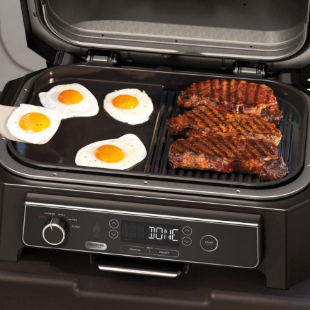 Πλάκα για μπάρμπεκιου Ninja XSKOGXLGGCMEU, 45x31 cm, λεία/ραβδωτή, συμβατή με Woodfire XL OG850/OG901, κεραμική επίστρωση, μαύρη