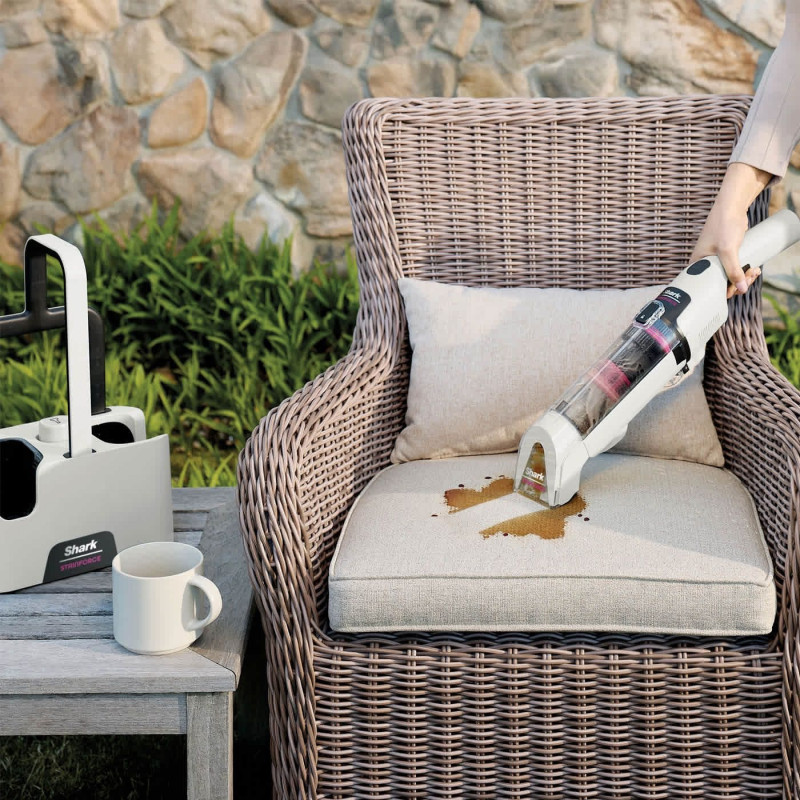 Ασύρματη σκούπα για λεκέδες Shark StainForce HX100EUT, 100W, 15 λεπτά, Χαλιά, Ταπετσαρίες, Στρώματα, Αυτοκαθαριζόμενη, Λευκή