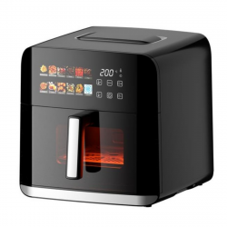 Φριτέζα με ζεστό αέρα Oliver Voltz OV51980CF, 1800W, 8 λίτρα, 80-200°C, 12 προγράμματα, χρονοδιακόπτης, άνω και κάτω θερμαντήρας, παράθυρο, LED, μαύρο