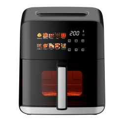 Φριτέζα με ζεστό αέρα Oliver Voltz OV51980CE, 1800W, 4 λίτρα, 80-200°C, 10 προγράμματα, χρονοδιακόπτης, παράθυρο, LED, μαύρο