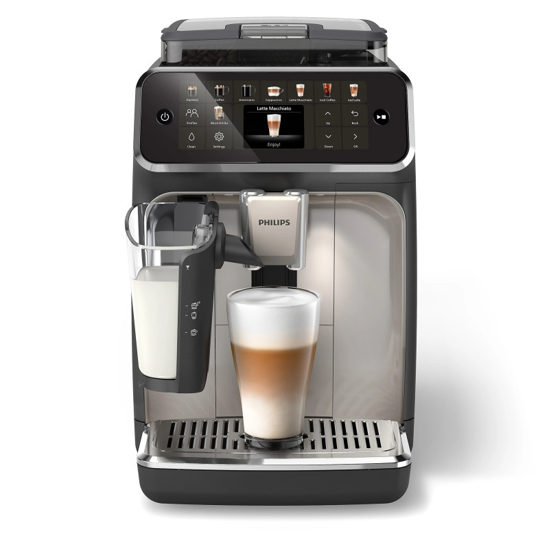 Αυτόματη καφετιέρα Philips EP5547/90 LatteGo, 1500 W, 15 bar, 1,8 λίτρα, 20 ροφήματα, κεραμικός μύλος με 12 επίπεδα, TFT, AquaClean, SilentBrew, AromaExtract, ExtraShot, Μαύρο/Μπεζ
