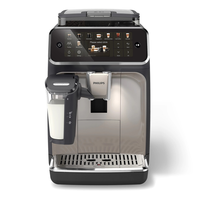 Αυτόματη καφετιέρα Philips EP5547/90 LatteGo, 1500 W, 15 bar, 1,8 λίτρα, 20 ροφήματα, κεραμικός μύλος με 12 επίπεδα, TFT, AquaClean, SilentBrew, AromaExtract, ExtraShot, Μαύρο/Μπεζ