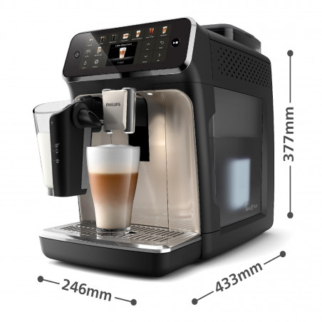 Αυτόματη καφετιέρα Philips EP5547/90 LatteGo, 1500 W, 15 bar, 1,8 λίτρα, 20 ροφήματα, κεραμικός μύλος με 12 επίπεδα, TFT, AquaClean, SilentBrew, AromaExtract, ExtraShot, Μαύρο/Μπεζ