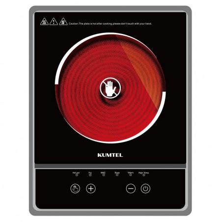 Υπέρυθρη εστία Kumtel HCA-1001, 2000 W, βιτροκεραμική, 6 προγραμματισμένες λειτουργίες, αισθητήρας ελέγχου, χρονοδιακόπτης, μαύρο