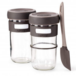 Σετ για την παρασκευή ψωμιού με προζύμι Lekue 1010175, 3 τεμάχια, 9,3 × 9,3 × 17 cm, -20/+80 °C, Καφέ