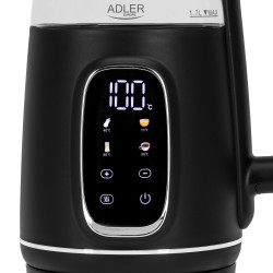 Ηλεκτρική καφετιέρα Adler AD 1305 BS, 1850/2200 W, 1,7 l, Αισθητήρας ελέγχου, Έγχρωμη οθόνη LCD, Πέντε ρυθμίσεις θερμοκρασίας 40-100°C, Φίλτρο κατά της καθίζησης, Μαύρο/γκρι