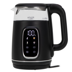 Ηλεκτρική καφετιέρα Adler AD 1305 BS, 1850/2200 W, 1,7 l, Αισθητήρας ελέγχου, Έγχρωμη οθόνη LCD, Πέντε ρυθμίσεις θερμοκρασίας 40-100°C, Φίλτρο κατά της καθίζησης, Μαύρο/γκρι