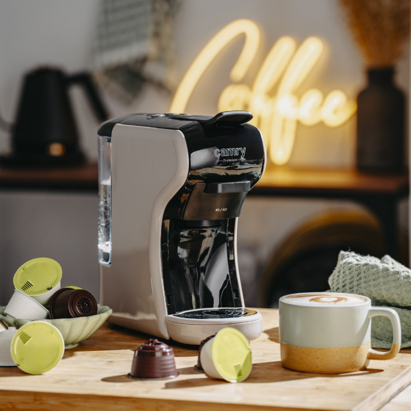 Εσπρέσο μηχανή για αλεσμένο καφέ και κάψουλες 9 σε 1 Camry CR 4414, 3000W, 19 bar, Μπεζ/Μαύρο