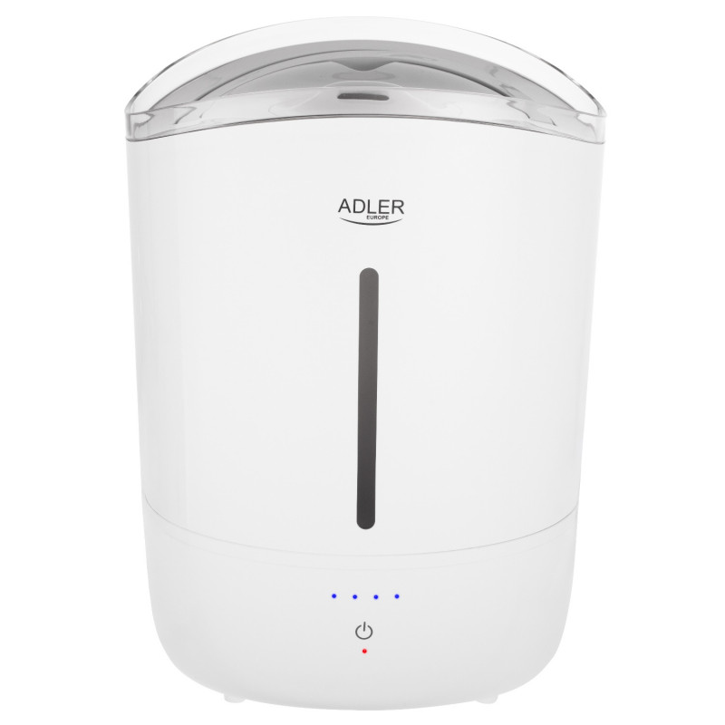 Υγραντήρας αέρα Adler AD 7971, 30W, Έως 20m2, 5 λίτρα, 150-300 ml/ώρα, Υπερήχοι, Έως 50 ώρες με μία πλήρωση, Λευκό