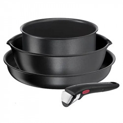 Σετ τηγάνια Tefal Ingenio 2100038720, 4 τεμάχια, Αφαιρούμενη λαβή, Αντικολλητική επίστρωση, Χωρίς PFOA, Αλουμίνιο, Μαύρο