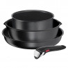 Σετ τηγάνια Tefal Ingenio 2100038720, 4 τεμάχια, Αφαιρούμενη λαβή, Αντικολλητική επίστρωση, Χωρίς PFOA, Αλουμίνιο, Μαύρο