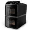 Διπλή κάθετη φριτέζα με ζεστό αέρα Philips Dual Stack 4000 NA460/00, 2750W, 10 λίτρα, 13 προγράμματα, 40-220°C, Συγχρονισμός, Κεραμική επίστρωση χωρίς PFAS, Παράθυρο, Μαύρο