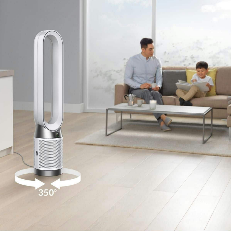 Καθαριστής αέρα Dyson Purifier Cool PC1 544901-01, 50W, 30 m2, 287 l/s, 10 ταχύτητες, Air Multiplier™, Wi-Fi, Bluetooth, Ταλάντωση, Λευκό/ασημί