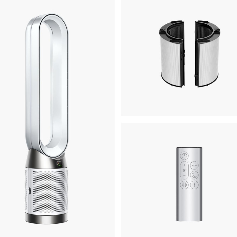 Καθαριστής αέρα Dyson Purifier Cool PC1 544901-01, 50W, 30 m2, 287 l/s, 10 ταχύτητες, Air Multiplier™, Wi-Fi, Bluetooth, Ταλάντωση, Λευκό/ασημί
