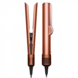 Πρέσα μαλλιών Dyson HT01 Airstrait Amsi/Pkcp 143343-01, 1600W, Max 140C, Ιονισμός, 6 επίπεδα θερμοκρασίας, Προστασία των μαλλιών, Επίστρωση χαλκού, Οθόνη LCD, Κεχριμπάρι/ροζ σαμπάνια