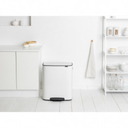 Κάδος απορριμμάτων Brabantia Bo Pedal 1003188, 2x30 λίτρα, Ομαλό κλείσιμο, Αντιολισθητική βάση, Λευκό