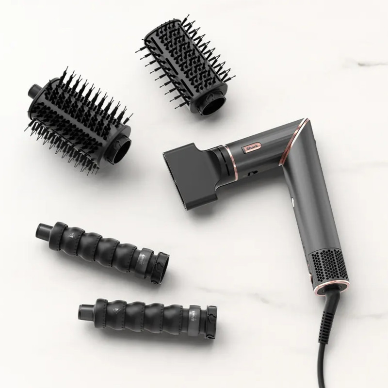 Πολυλειτουργική σίδερα 5 σε 1 Shark HD446EU FlexStyle, 1650W, 3 ταχύτητες, 3 ρυθμίσεις θερμοκρασίας, Αυτόματη περιτύλιξη και στερέωση μπούκλων Coanda, Στέγνωμα, Ισιώματα, Μαύρο