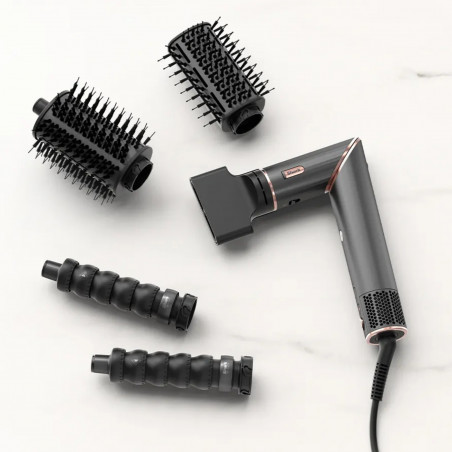 Πολυλειτουργική σίδερα 5 σε 1 Shark HD446EU FlexStyle, 1650W, 3 ταχύτητες, 3 ρυθμίσεις θερμοκρασίας, Αυτόματη περιτύλιξη και στερέωση μπούκλων Coanda, Στέγνωμα, Ισιώματα, Μαύρο