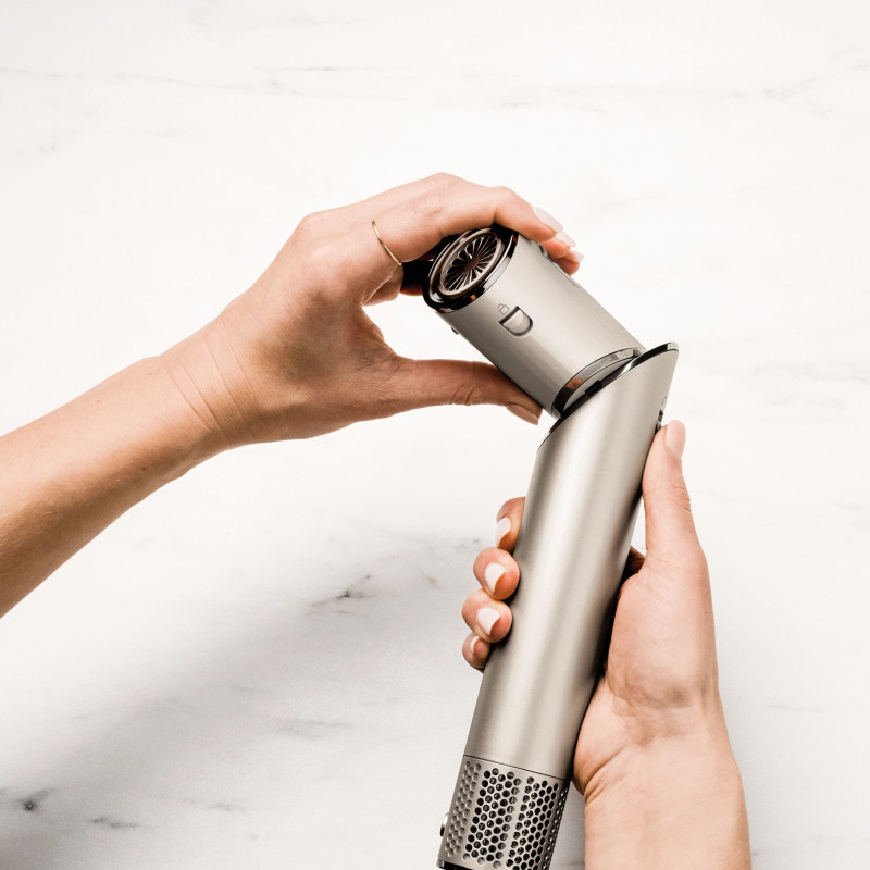 Σίδερο μαλλιών και στεγνωτήρας 3 σε 1 Shark FlexStyle HD426SLEU, 1650W, 3 ταχύτητες, 3 θερμοκρασίες, Αυτόματη περιέλιξη και σταθεροποίηση μπούκλων Coanda, Στέγνωμα, Ισιώματα, Σαμπάνια