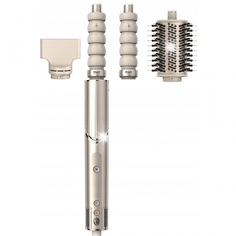 Σίδερο μαλλιών και στεγνωτήρας 3 σε 1 Shark FlexStyle HD426SLEU, 1650W, 3 ταχύτητες, 3 θερμοκρασίες, Αυτόματη περιέλιξη και σταθεροποίηση μπούκλων Coanda, Στέγνωμα, Ισιώματα, Σαμπάνια