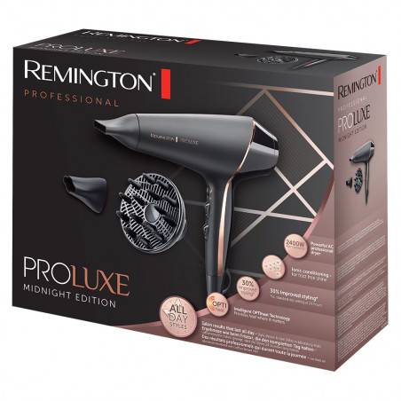 Στεγνωτήρας μαλλιών Remington AC9140B OPTIheat Proluxe Midnight Edition, 2400 W, 2 ταχύτητες, Ψηφιακή οθόνη, Συγκεντρωτής, Μαύρο
