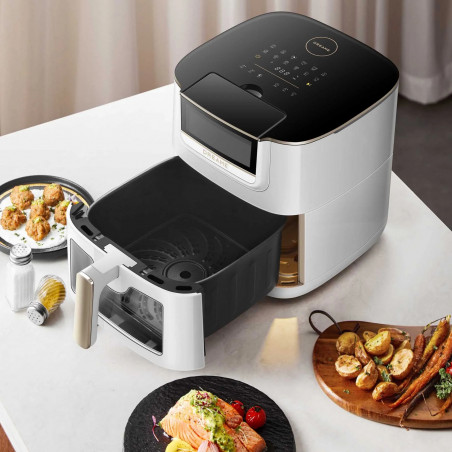 Φριτέζα με ζεστό αέρα Dreame AF30, 2300W, 7 λίτρα, 12 προγράμματα, 50-200°C, Dual-Source Cyclonic Heat, SmartSteam, LED, NTC, Λευκό