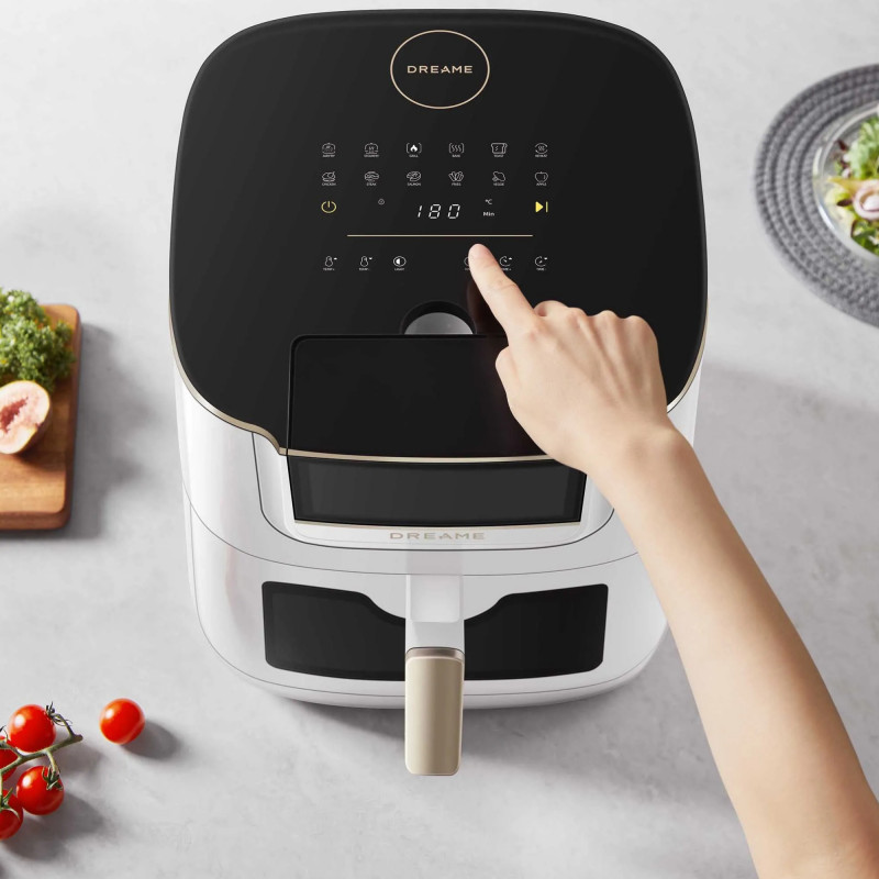 Φριτέζα με ζεστό αέρα Dreame AF30, 2300W, 7 λίτρα, 12 προγράμματα, 50-200°C, Dual-Source Cyclonic Heat, SmartSteam, LED, NTC, Λευκό