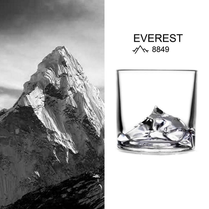 Σετ ποτηριών ουίσκι LIITON 1006964 Everest, 270 ml, 2 τεμάχια, Παχιά τοιχώματα, 3D βάση σε σχήμα κορυφής Έβερεστ, Διαφανές