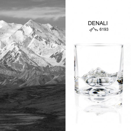 Σετ ποτηριών ουίσκι LIITON 1006970 Denali, 230 ml, 2 τεμάχια, Παχιά τοιχώματα, 3D βάση σε σχήμα του βουνού Denali, Διαφανές