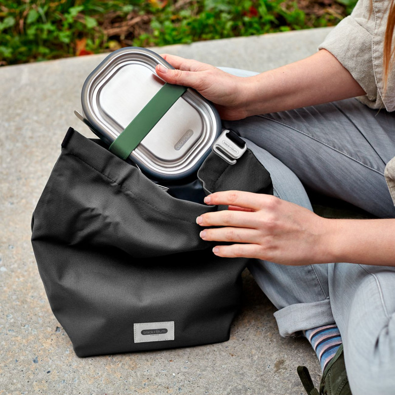Θερμός σάκος για μεσημεριανό Black+Blum LBB018, 6,7 λίτρα, 33,5 × 15,5 × 31 cm, Αδιάβροχος, Τυλίγεται, Ιμάντας μεταφοράς, Χωρίς BPA, Μαύρος