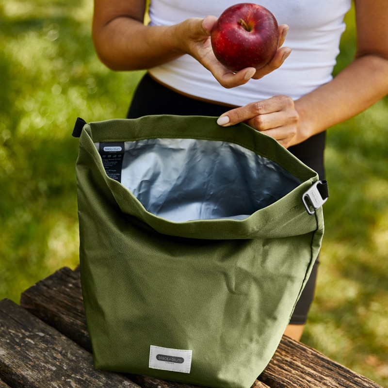 Θερμός σάκος για μεσημεριανό Black+Blum LBB019, 6,7 λίτρα, 33,5 × 15,5 × 31 cm, Αδιάβροχος, Τυλίγεται, Ιμάντας μεταφοράς, Χωρίς BPA, Πράσινος