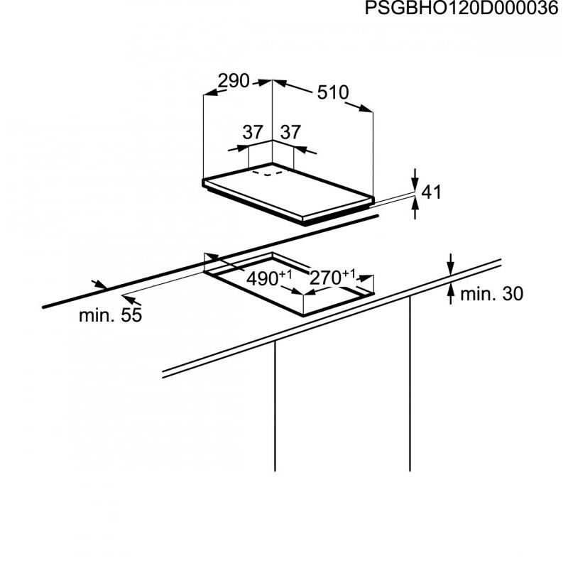 Εντοιχισμένη εστία αερίου Electrolux EGG3322NVX(ST), 4000 W, Ηλεκτρονική ανάφλεξη, Σύστημα ασφαλείας, Μαύρο