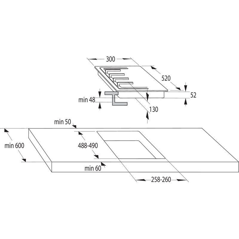 Εντοιχισμένη εστία αερίου Gorenje GC321B, 4050 W, ηλεκτρονική ανάφλεξη, χυτοσίδηρη σχάρα, μαύρο